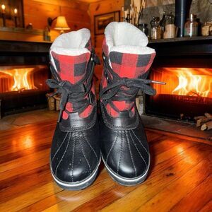 JBU by Jambu Women's Brenda Weather Ready Snow Boot Black Red Plaid Size 8